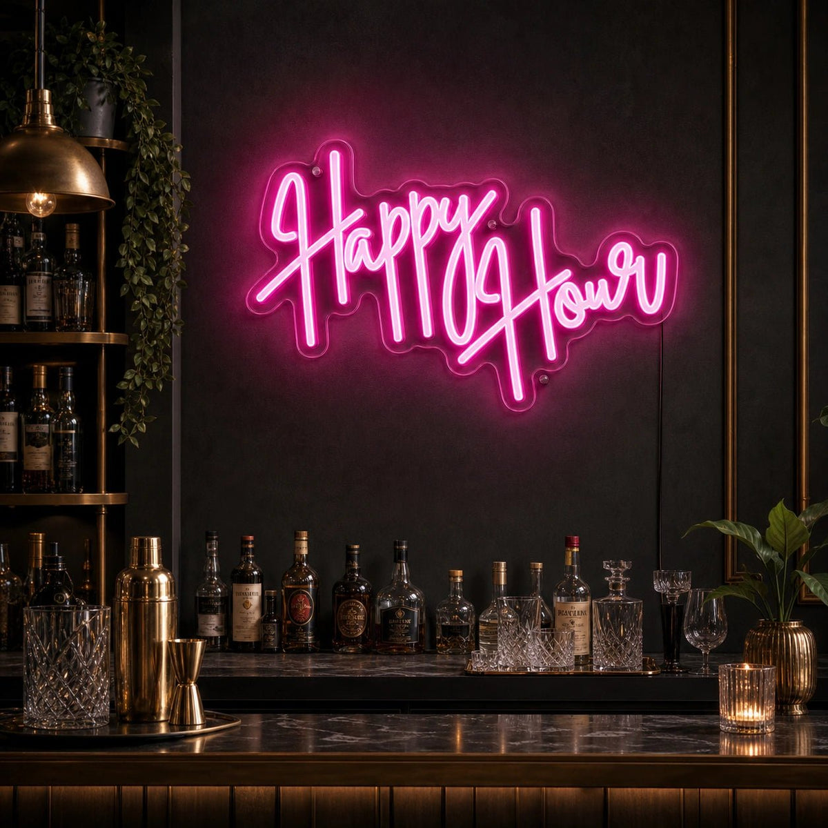 Happy Hour Hanging LED Neon Sign - Shineneon