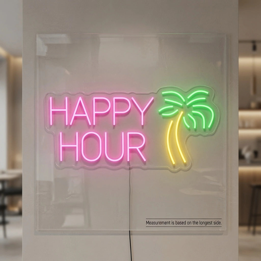 Happy Hour LED Neon Sign Wall Decor - 04 Size Image