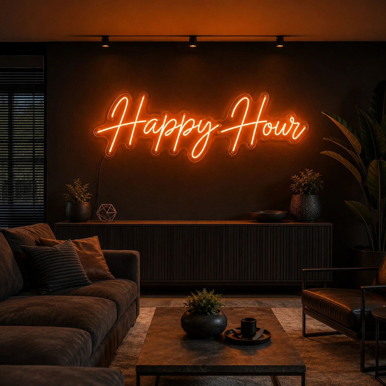 Happy Hour Man Cave LED Neon Sign size image