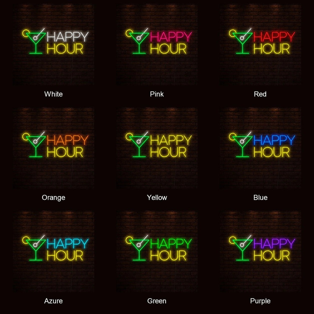 Happy Hour Martini Glass LED Neon Sign - Shineneon