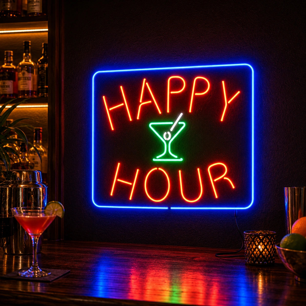 Happy Hour Martini Neon Sign LED Neon Sign high-converting product image