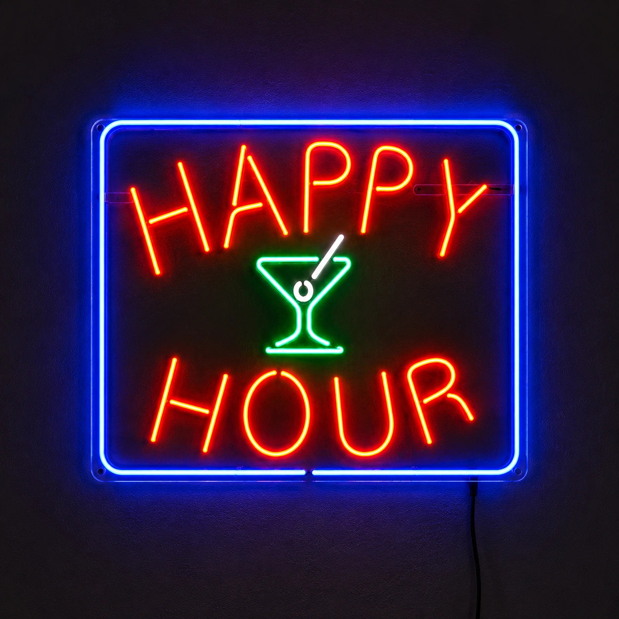 Happy Hour Martini Neon Sign Wall Art LED Neon Sign main product image