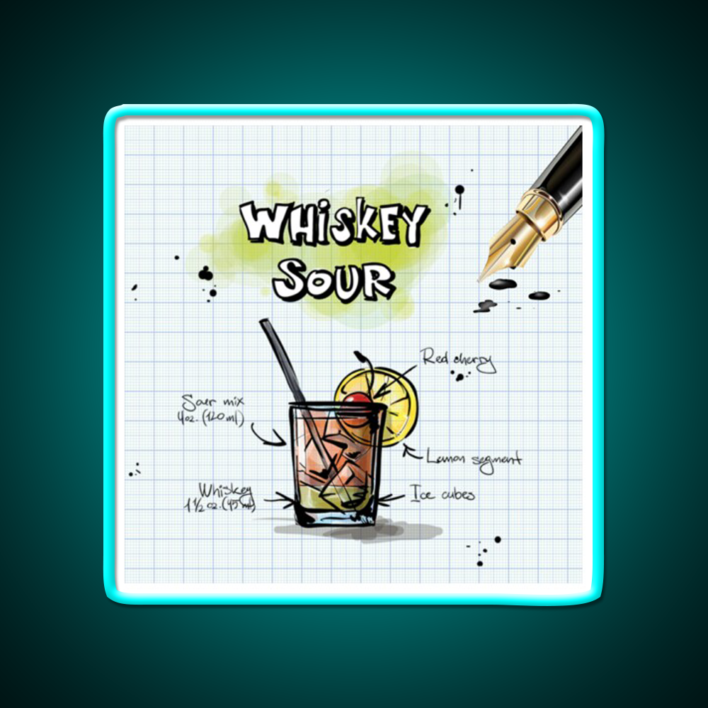 Happy Hour Recipe Whiskey Drink Bar Led Neon Sign Rgb Color