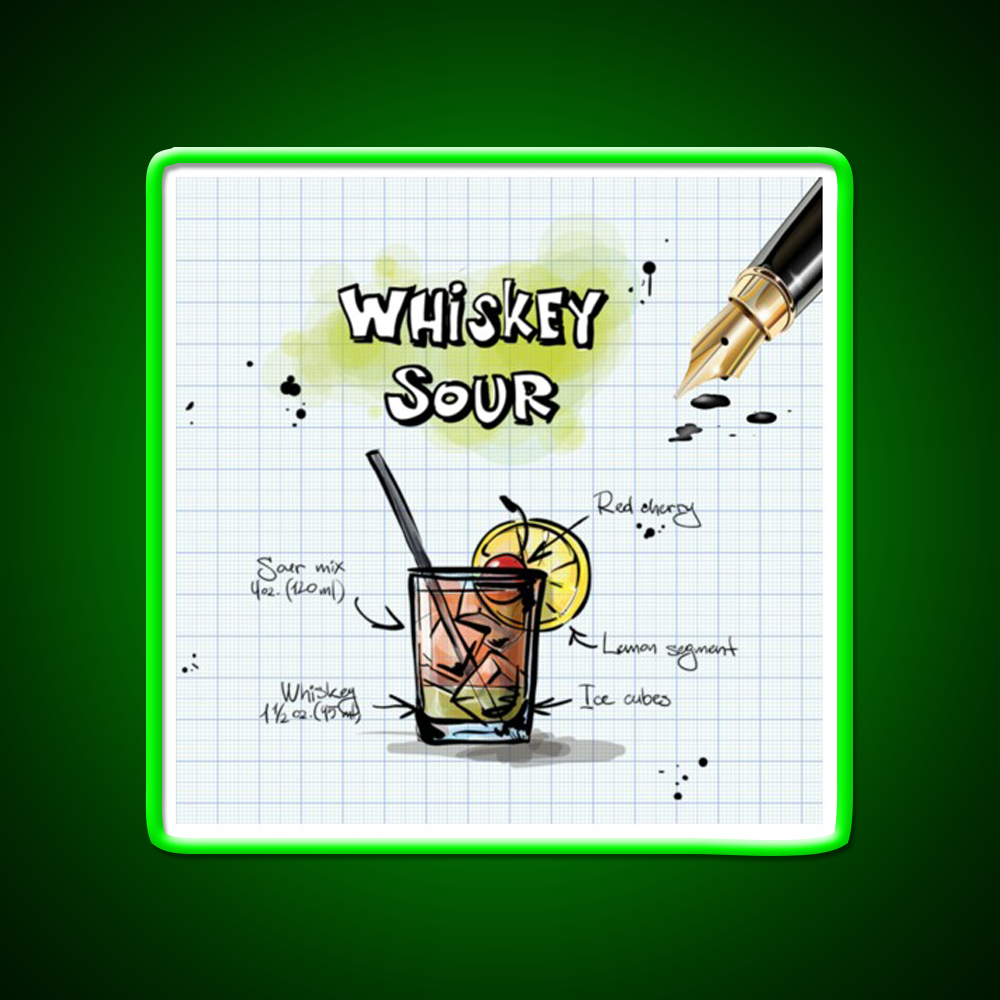 Happy Hour Recipe Whiskey Drink Bar Led Neon Sign Rgb Color