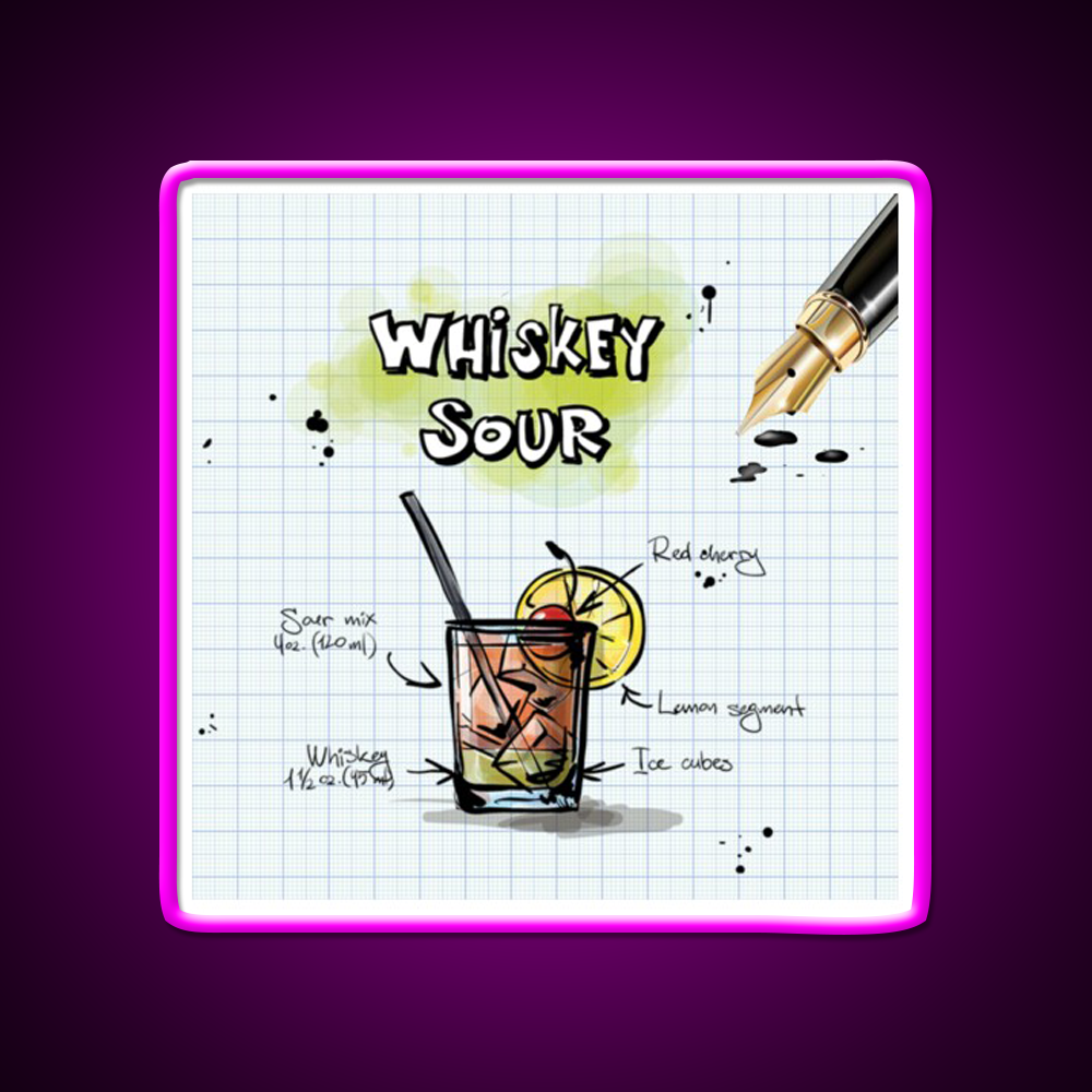 Happy Hour Recipe Whiskey Drink Bar Led Neon Sign Rgb Color