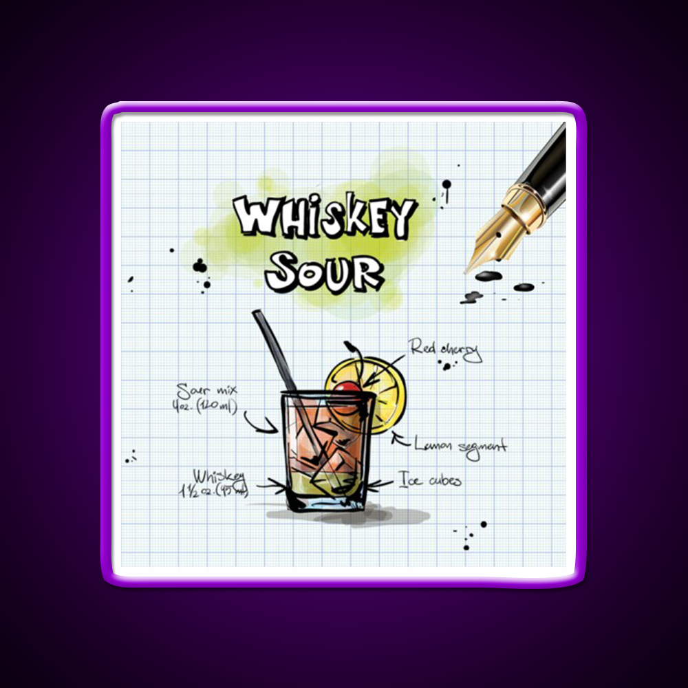 Happy Hour Recipe Whiskey Drink Bar Led Neon Sign Rgb Color