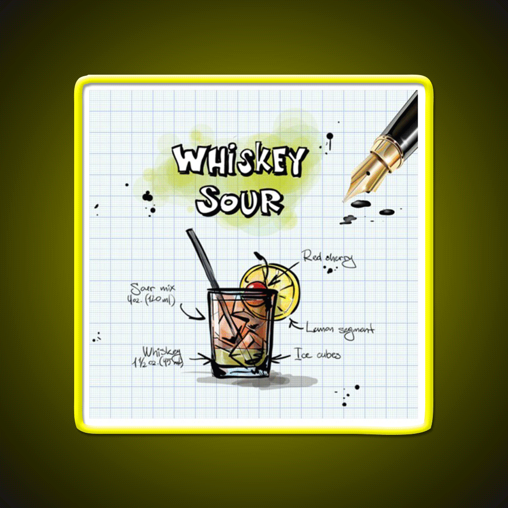 Happy Hour Recipe Whiskey Drink Bar Led Neon Sign Rgb Color