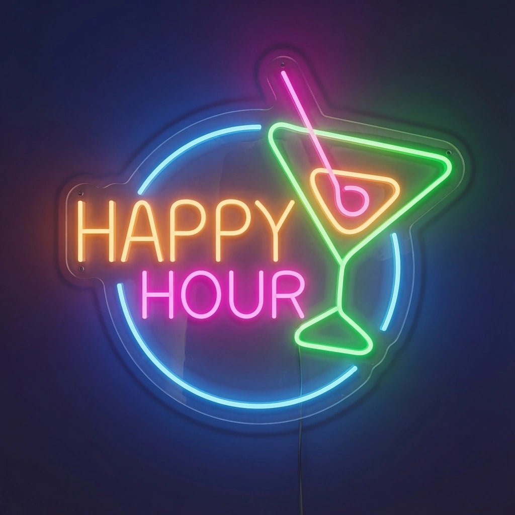 Happy Hour Wall Art LED Neon Sign - Shineneon