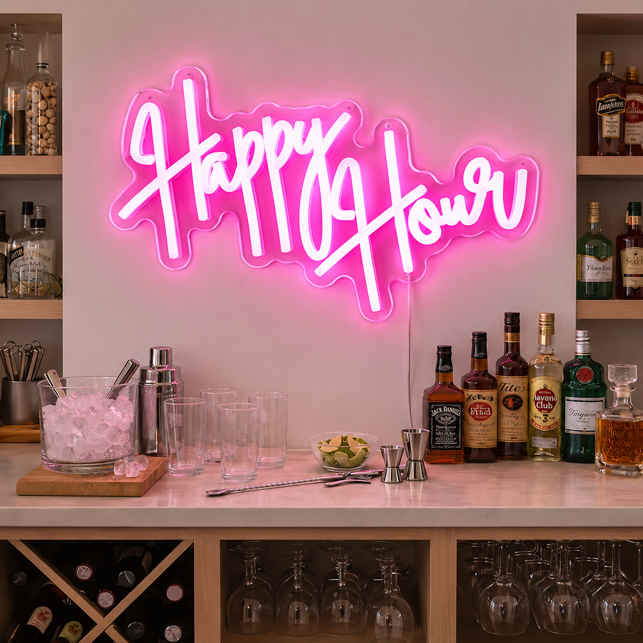 Happy Hour Wall Decor LED Neon Sign Home Art main product image