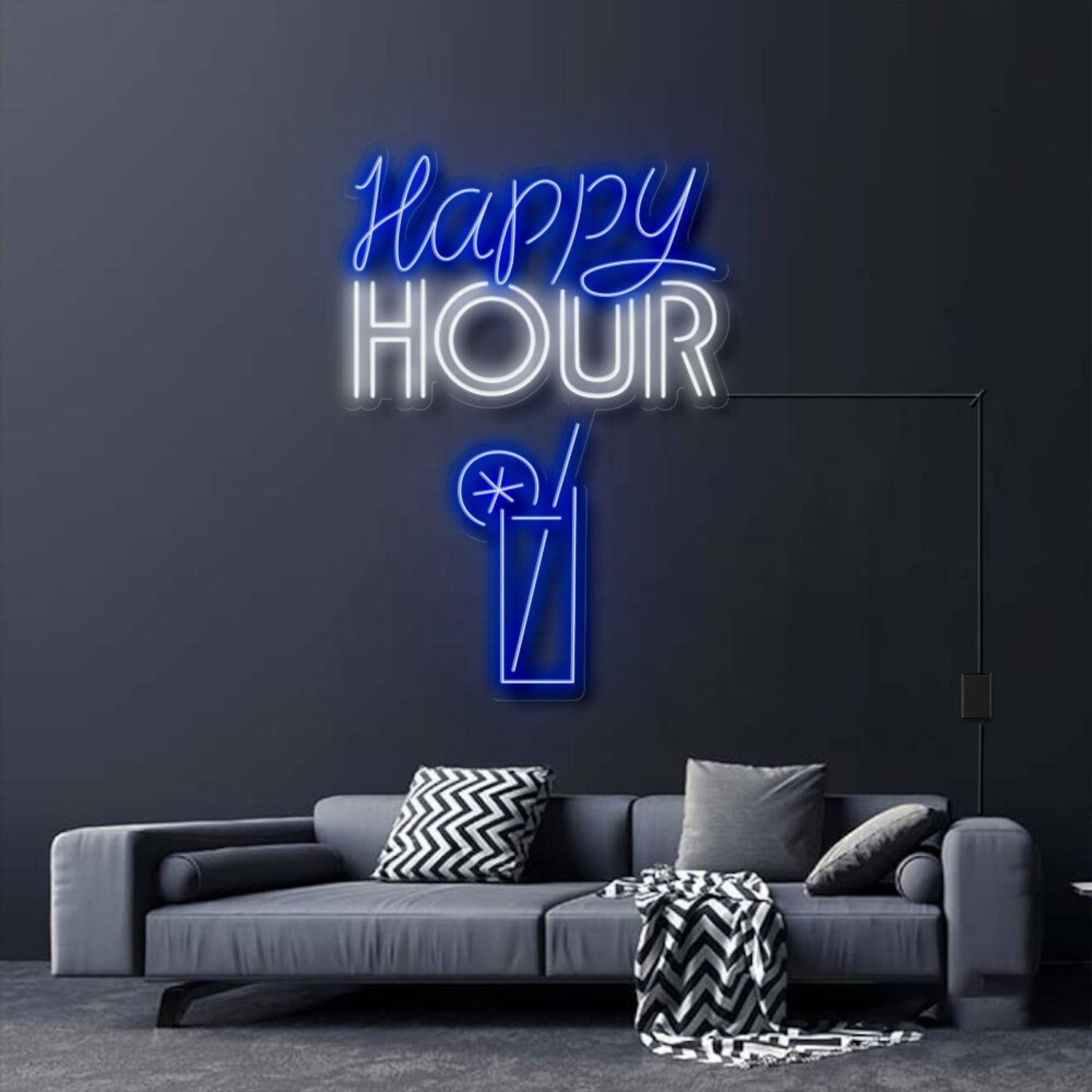 Happy Hour With Alcoholic Drink Led Neon Sign For Bars And Social Spaces | Shineneon