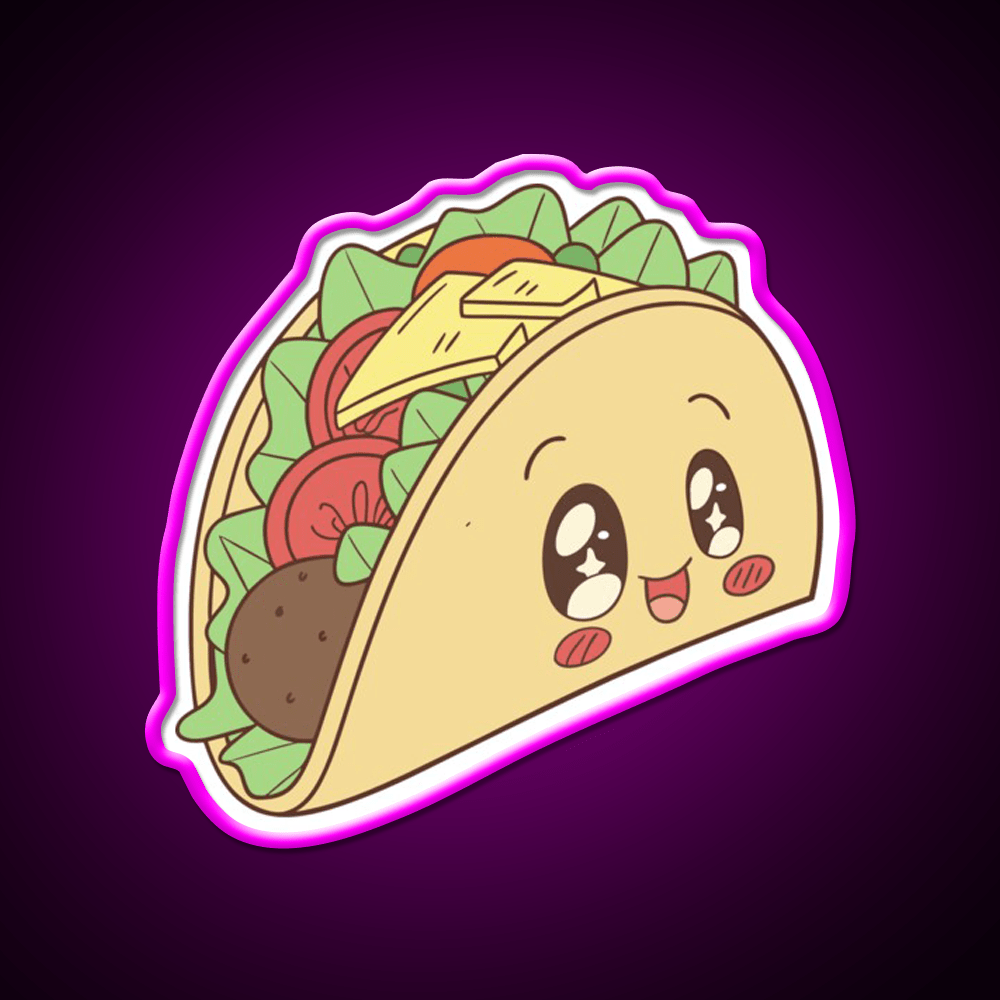 Happy Kawaii Taco With Many Fillings Taco Led Neon Sign Rgb Color - Shineneon