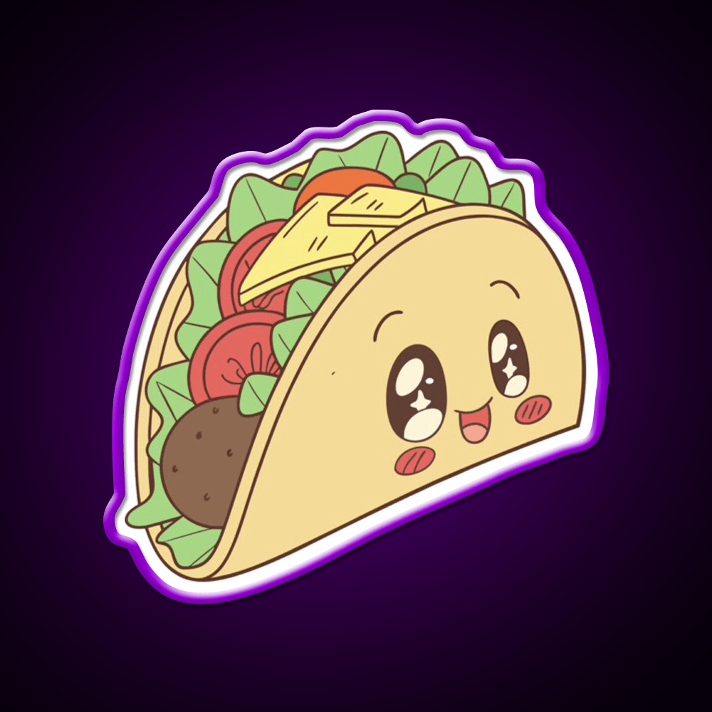 Happy Kawaii Taco With Many Fillings Taco Led Neon Sign Rgb Color - Shineneon