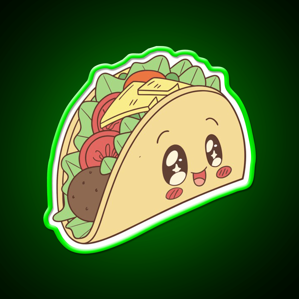 Happy Kawaii Taco With Many Fillings Taco Led Neon Sign Rgb Color - Shineneon