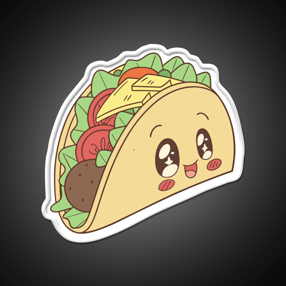 Happy Kawaii Taco With Many Fillings Taco Led Neon Sign Rgb Color - Shineneon