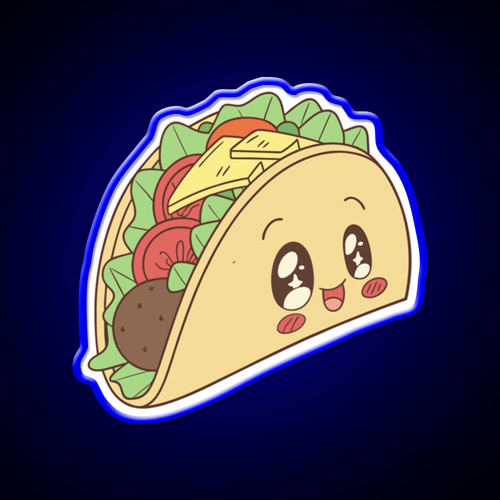Happy Kawaii Taco With Many Fillings Taco Led Neon Sign Rgb Color - Shineneon
