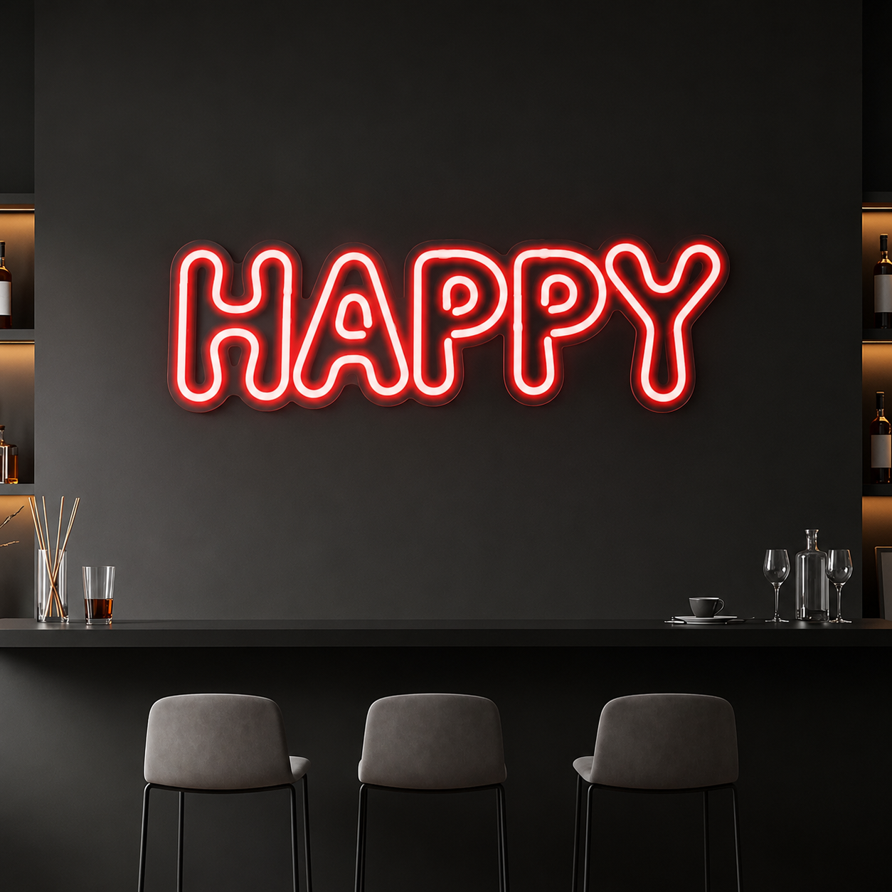 Happy LED Neon Sign Home Wall Art - 01 Original Product Image