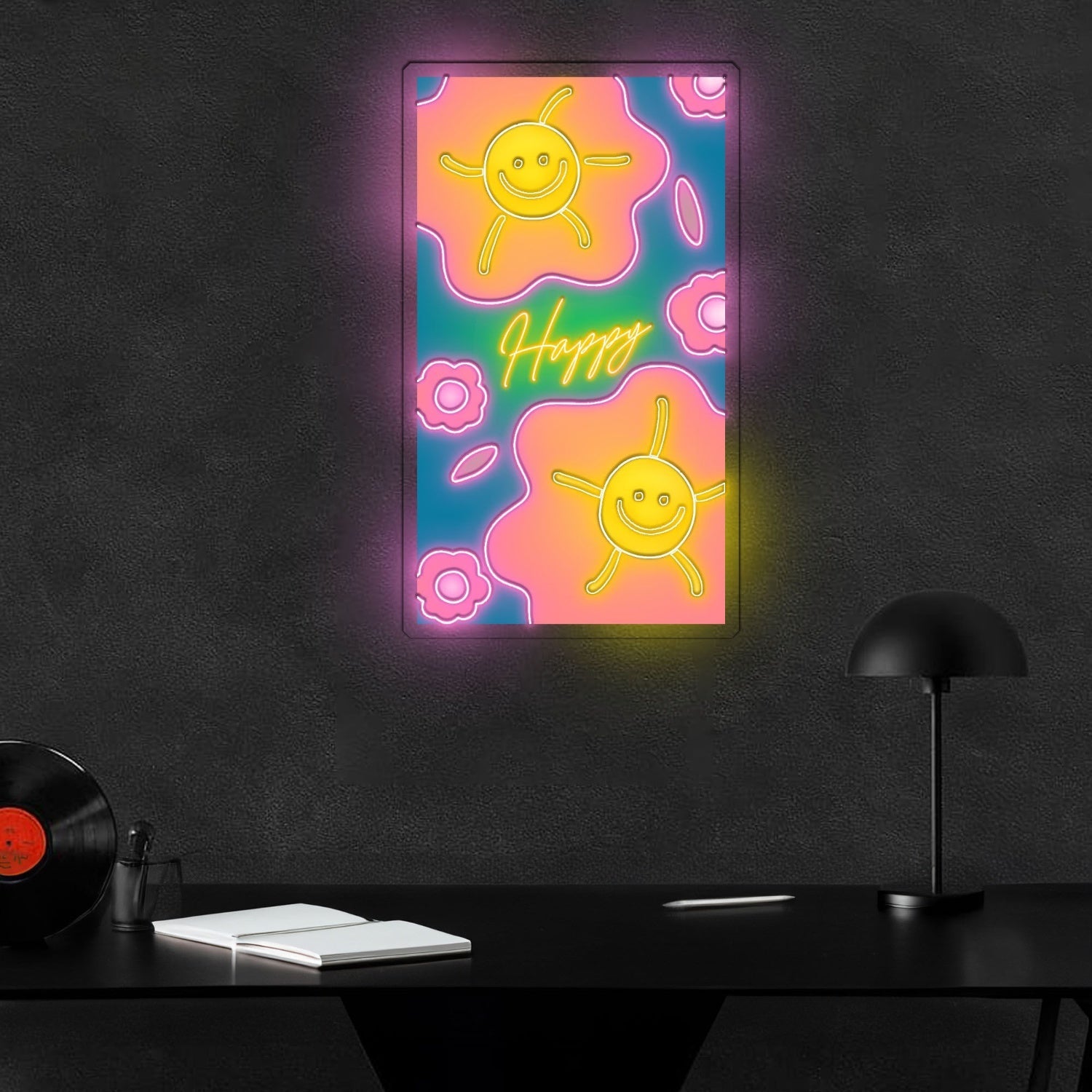 Happy Led Neon Sign X Acrylic Artwork - Shineneon