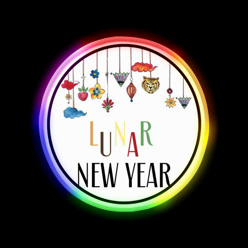 Happy Lunar New Year T Shirt Celebration Asian Cultural Led Neon Sign Rgb Color - LED neon sign close-up detail