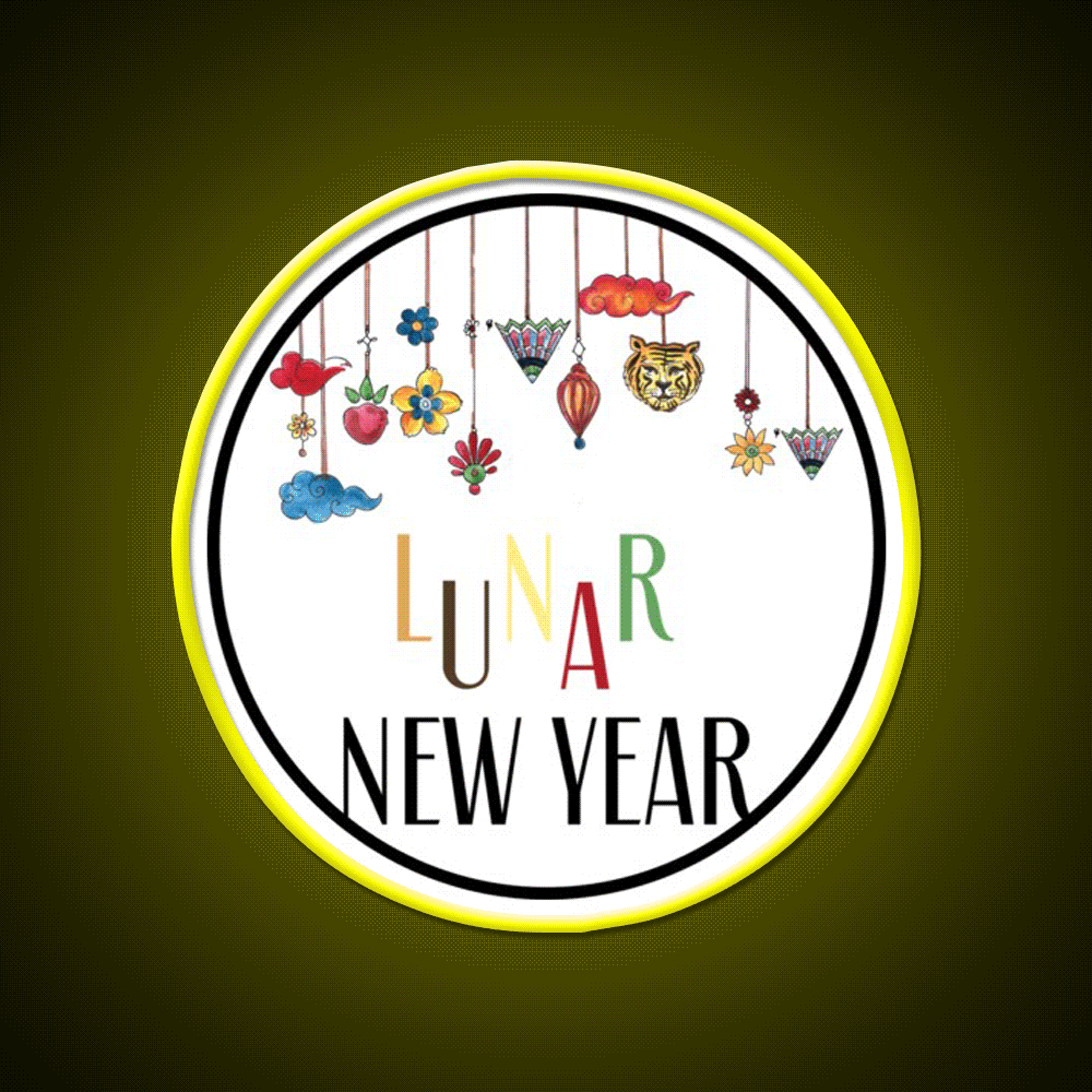 Happy Lunar New Year T Shirt Celebration Asian Cultural Led Neon Sign Rgb Color - Custom LED neon sign front view