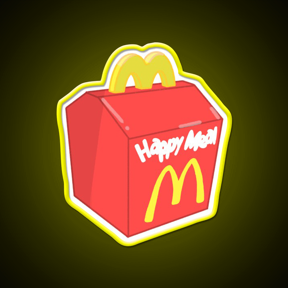Happy Meal Fast Food Led Neon Sign For Burger Place Wall Art Rgb Color - Custom LED neon sign front view
