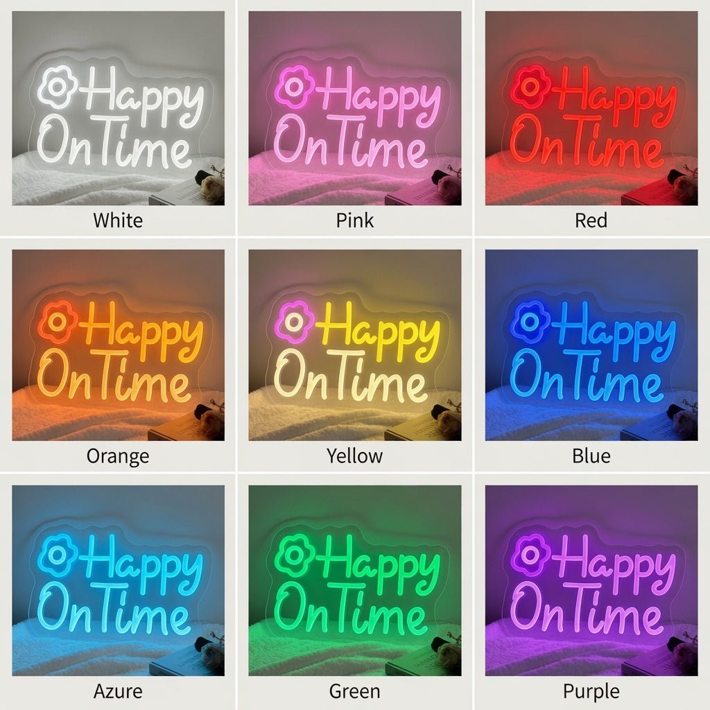 Happy On Time LED Neon Sign - Shineneon