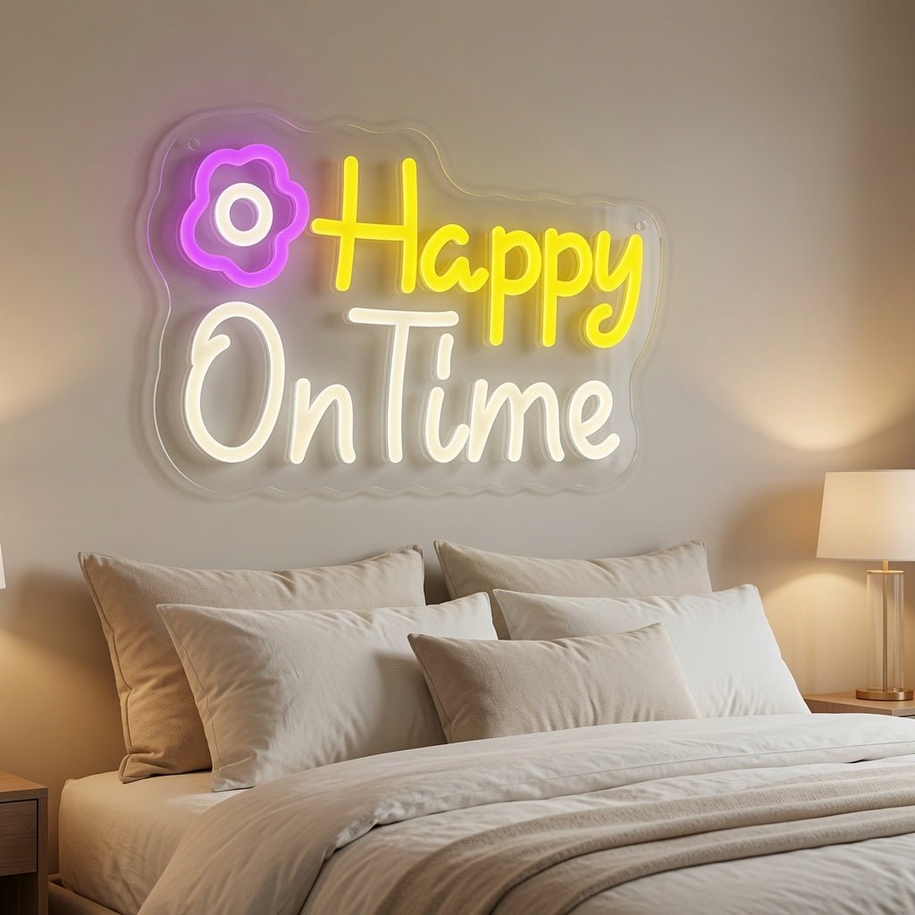 Happy On Time LED Neon Sign - Shineneon