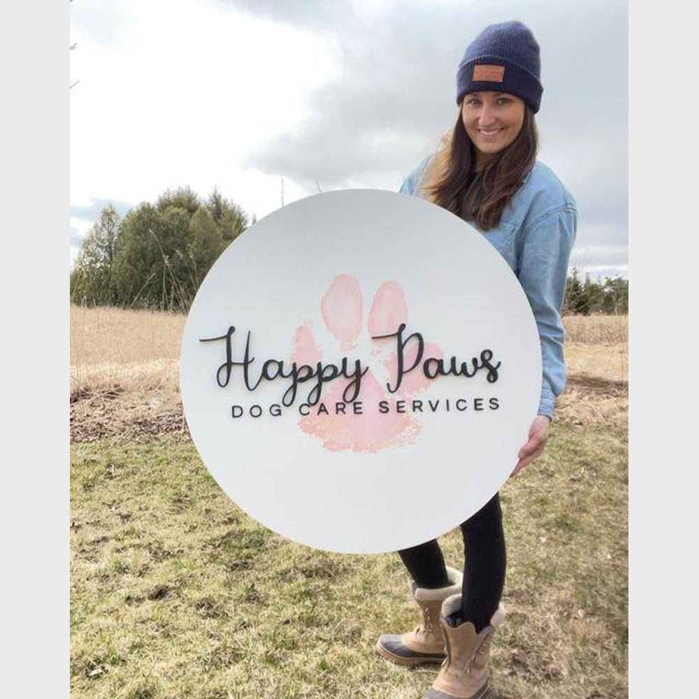 Happy Paws Dog Care Services Acrylic Business Logo Sign - Shineneon