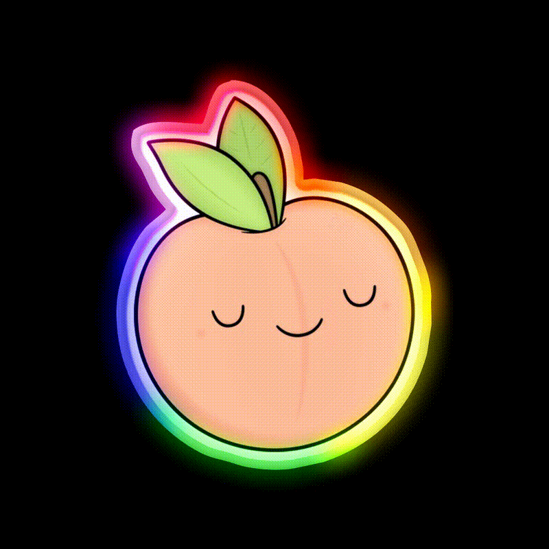 Happy Peach Snack Food Led Neon Sign Rgb Color - LED neon sign close-up detail