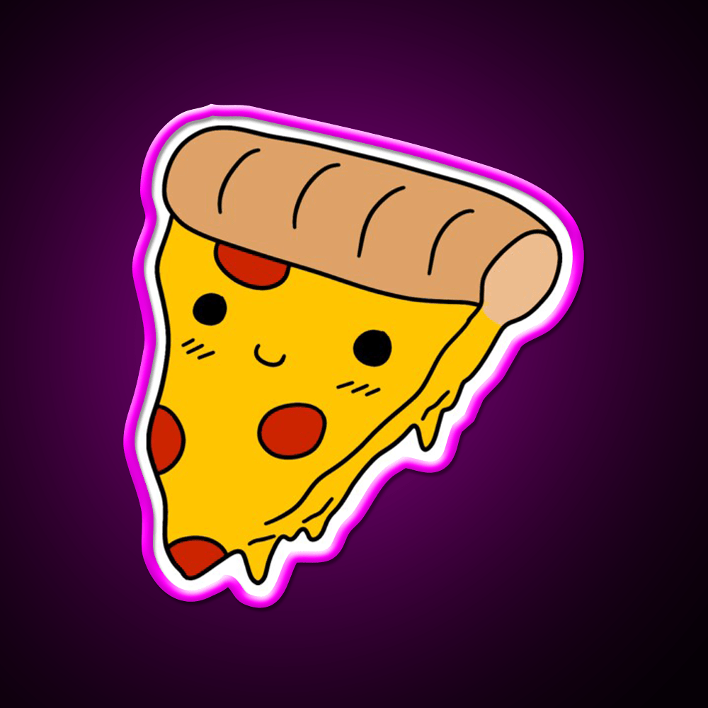 Happy Pizza Slice Fast Food Led Neon Sign For Burger Place Rgb Color - Shineneon