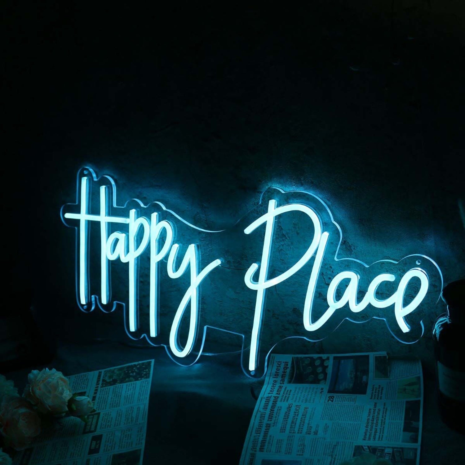 Happy Place Blue Led Neon Sign - Shineneon