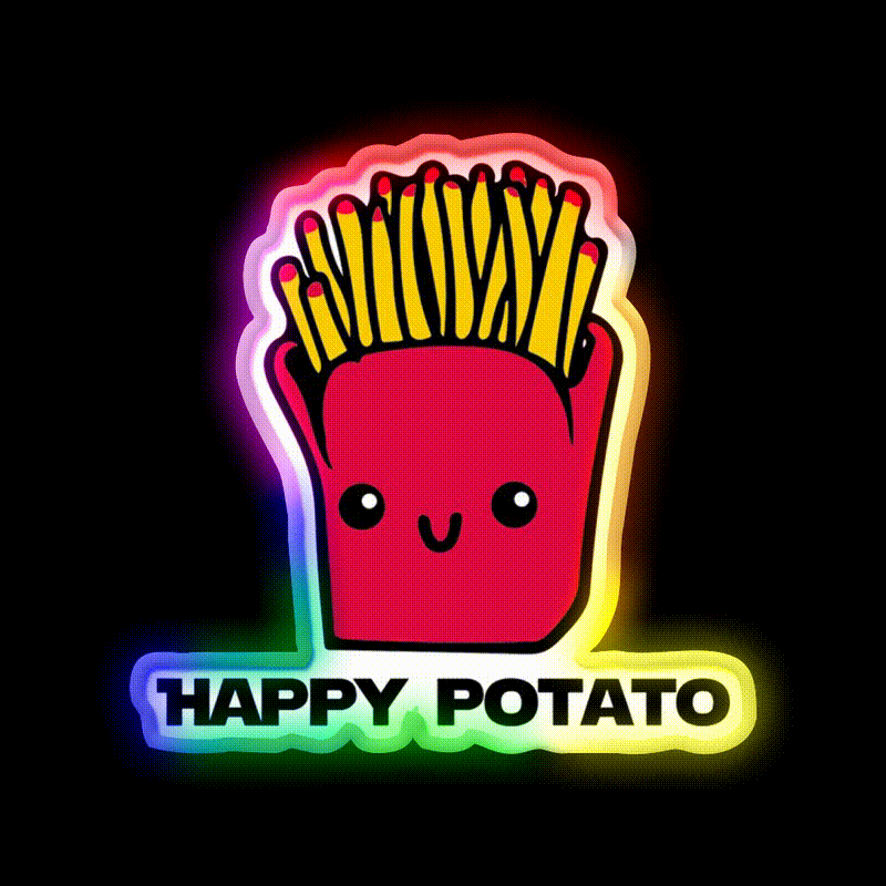 Happy Potato Fast Food Led Neon Sign For Burger Place Rgb Color - LED neon sign close-up detail