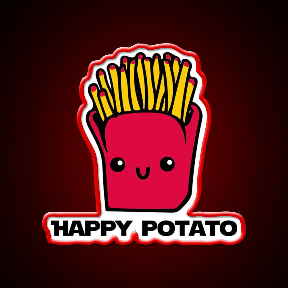 Happy Potato Fast Food Led Neon Sign For Burger Place Rgb Color - Shineneon