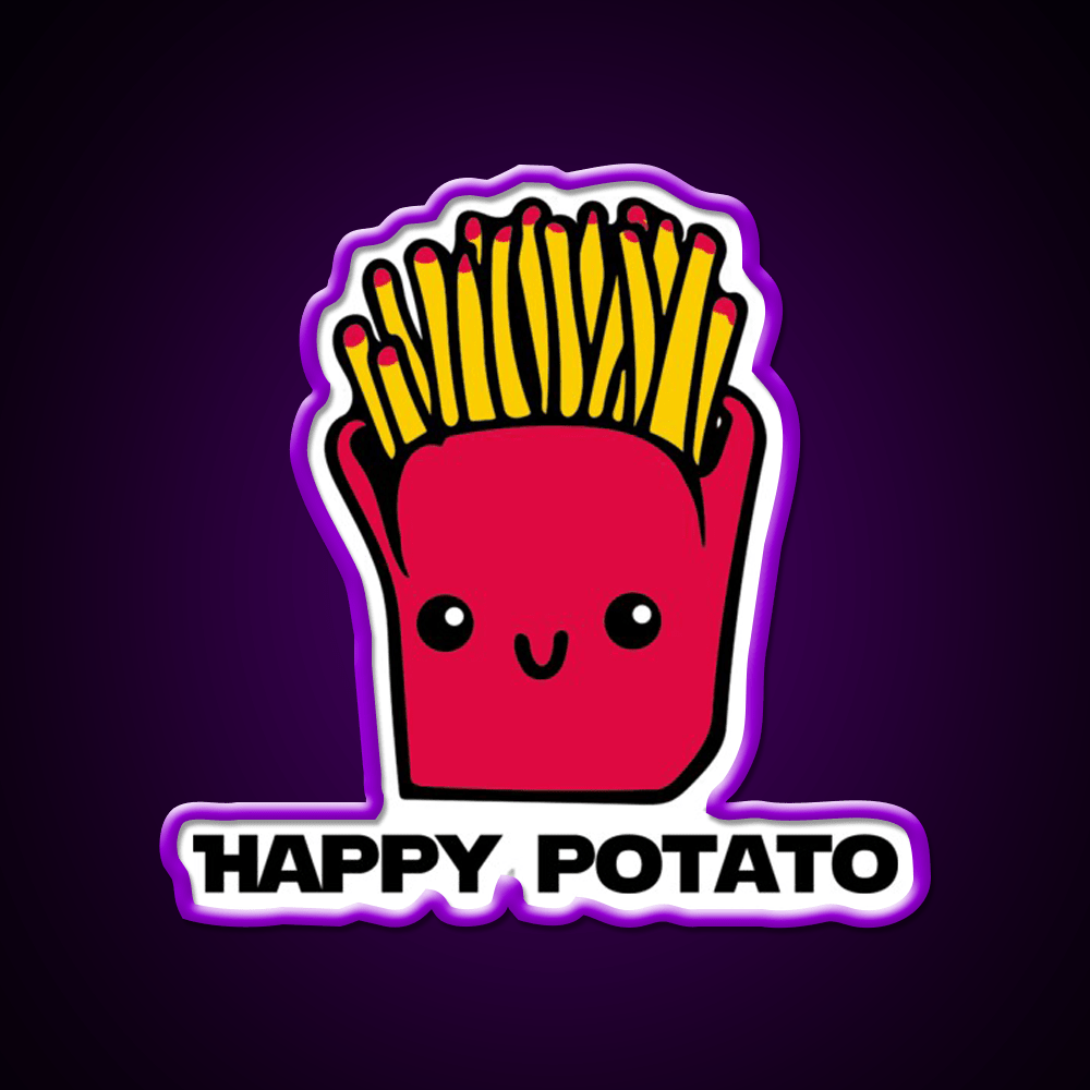 Happy Potato Fast Food Led Neon Sign For Burger Place Rgb Color - Shineneon