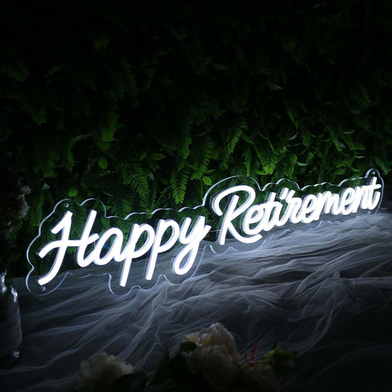 Happy Retirement White Led Neon Sign | Shineneon
