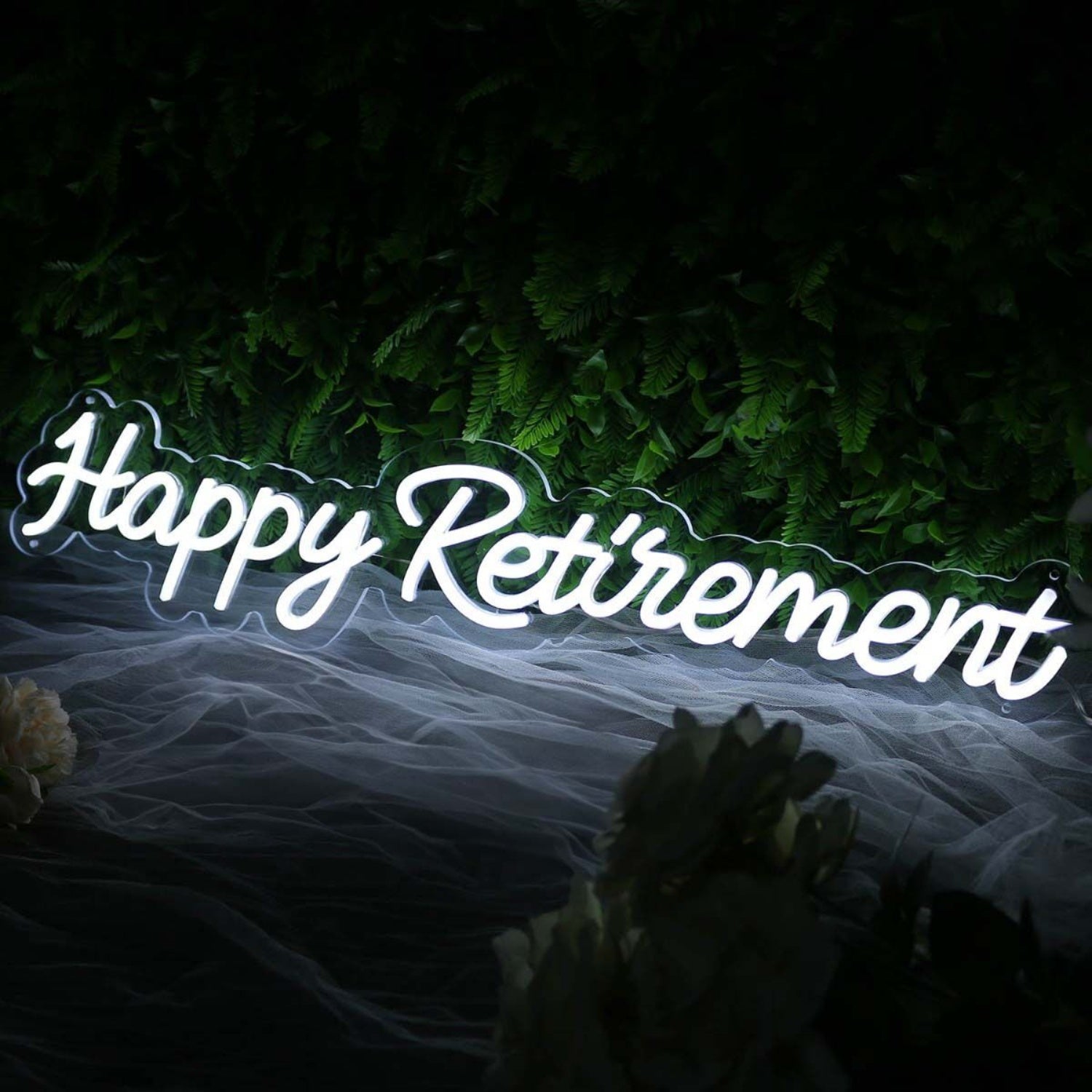 Happy Retirement White Led Neon Sign | Shineneon