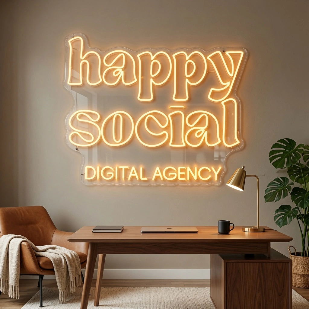 Happy Social Digital Agency LED Neon Sign - 02 High-Converting Product Image