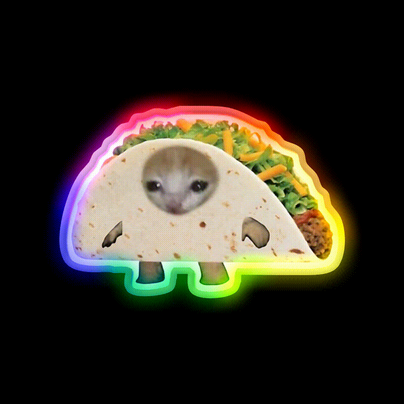 Happy Taco Cat Taco Led Neon Sign Mexican Food Sign Rgb Color - LED neon sign close-up detail