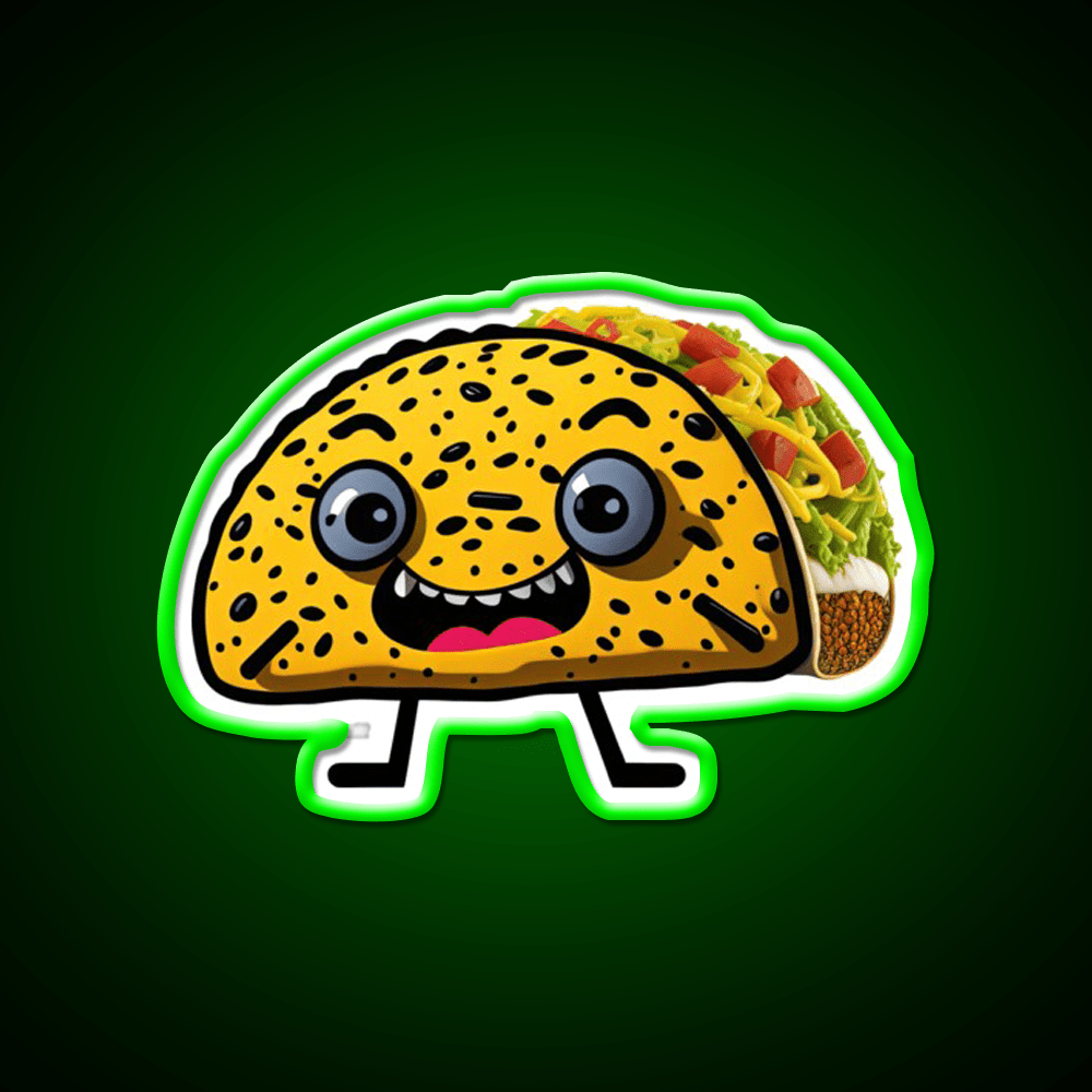 Happy Taco Character 2 Taco Led Neon Sign Mexican Food Sign Rgb Color - Shineneon