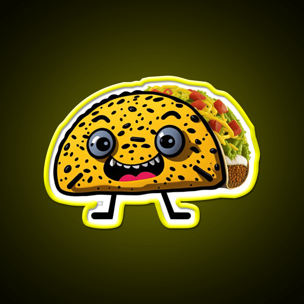 Happy Taco Character 2 Taco Led Neon Sign Mexican Food Sign Rgb Color - Shineneon