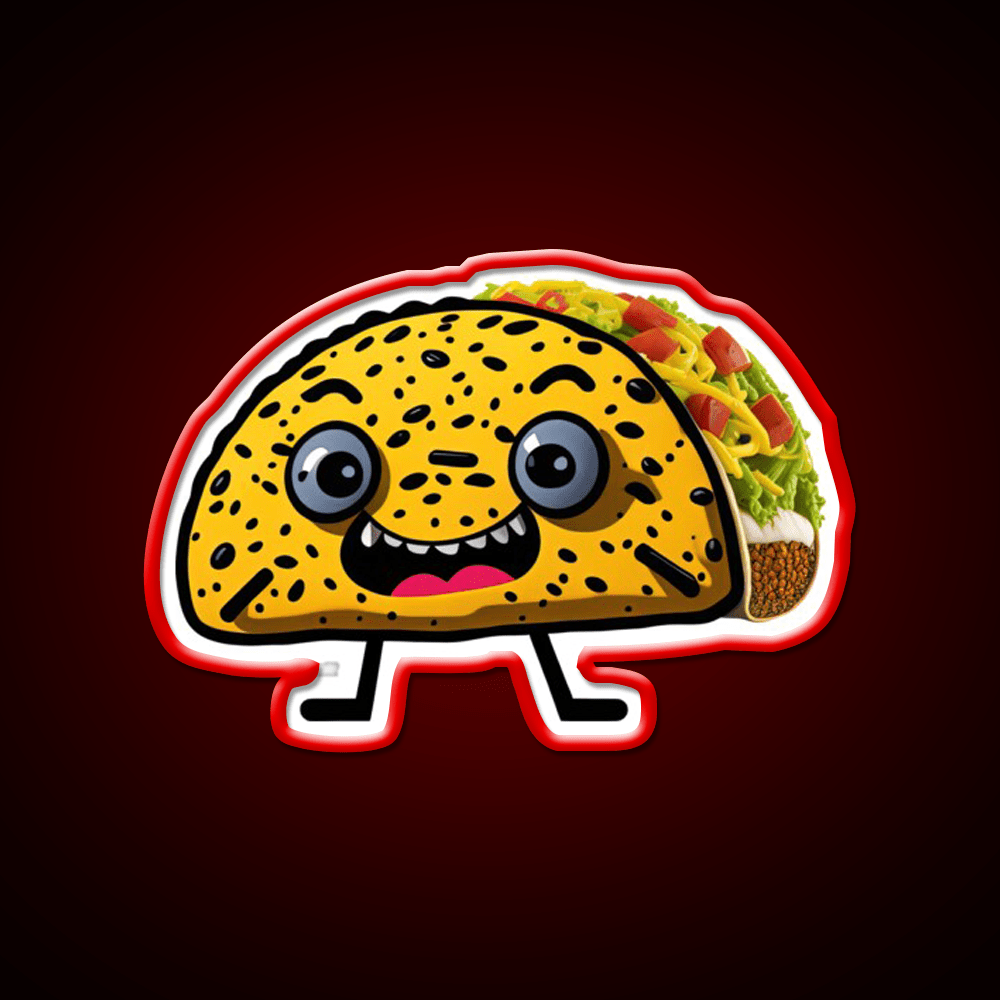 Happy Taco Character 2 Taco Led Neon Sign Mexican Food Sign Rgb Color - Shineneon