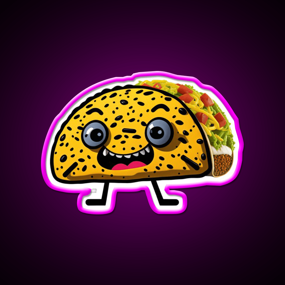 Happy Taco Character 2 Taco Led Neon Sign Mexican Food Sign Rgb Color - Shineneon