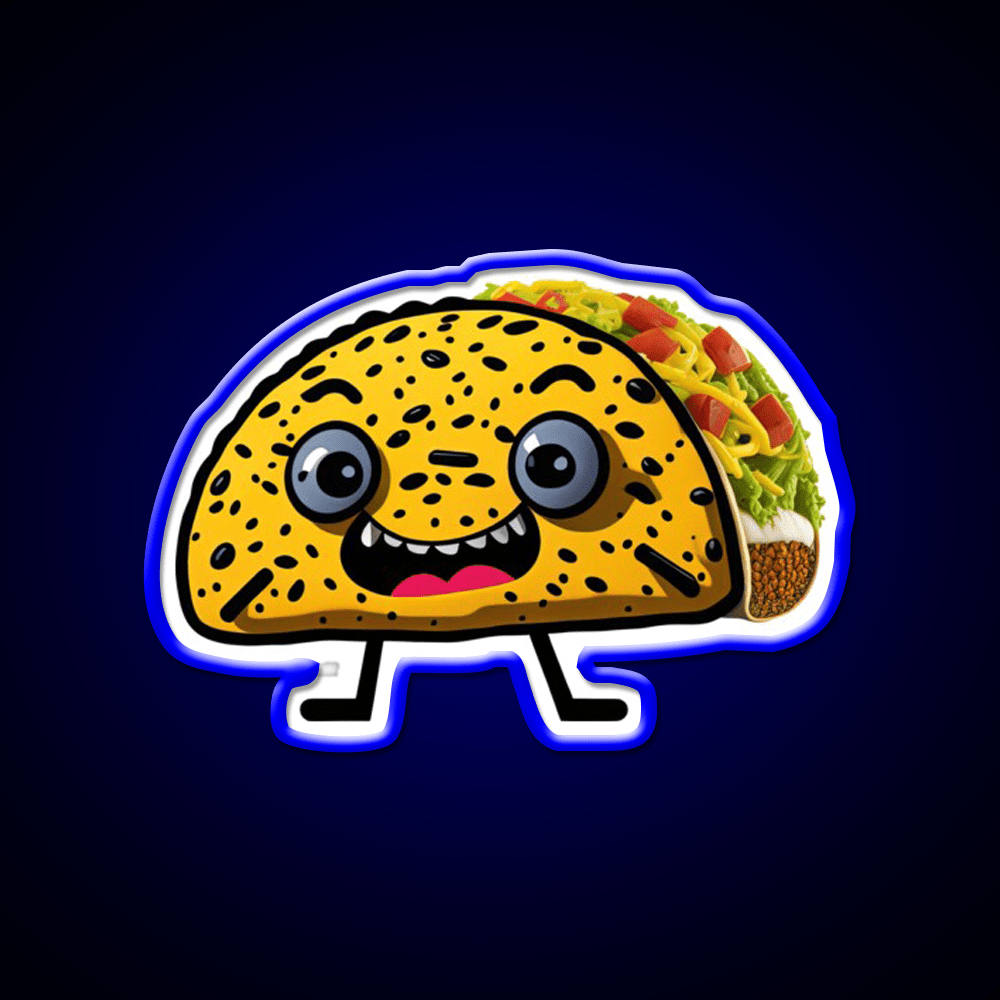 Happy Taco Character 2 Taco Led Neon Sign Mexican Food Sign Rgb Color - Shineneon