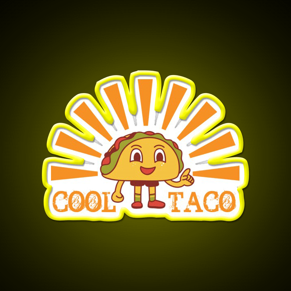 Happy Taco Cool Taco Sunshine And Taco Led Neon Sign Rgb Color - Custom LED neon sign front view