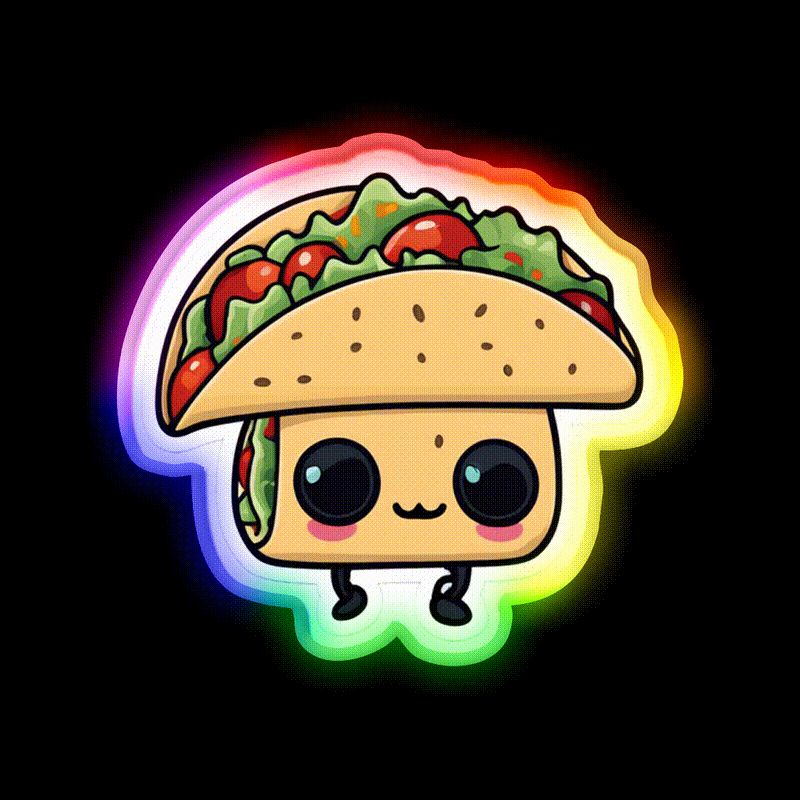 Happy Taco Creature Taco Led Neon Sign Mexican Food Sign Rgb Color - LED neon sign close-up detail