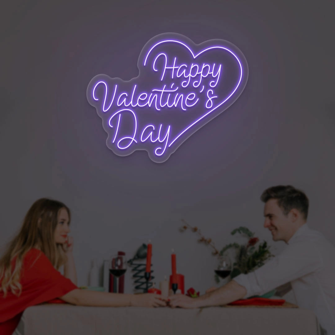 Happy Valentine Day With Heart Led Neon Sign | Shineneon