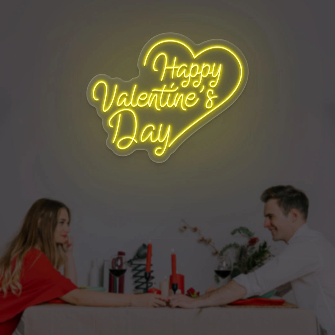 Happy Valentine Day With Heart Led Neon Sign | Shineneon
