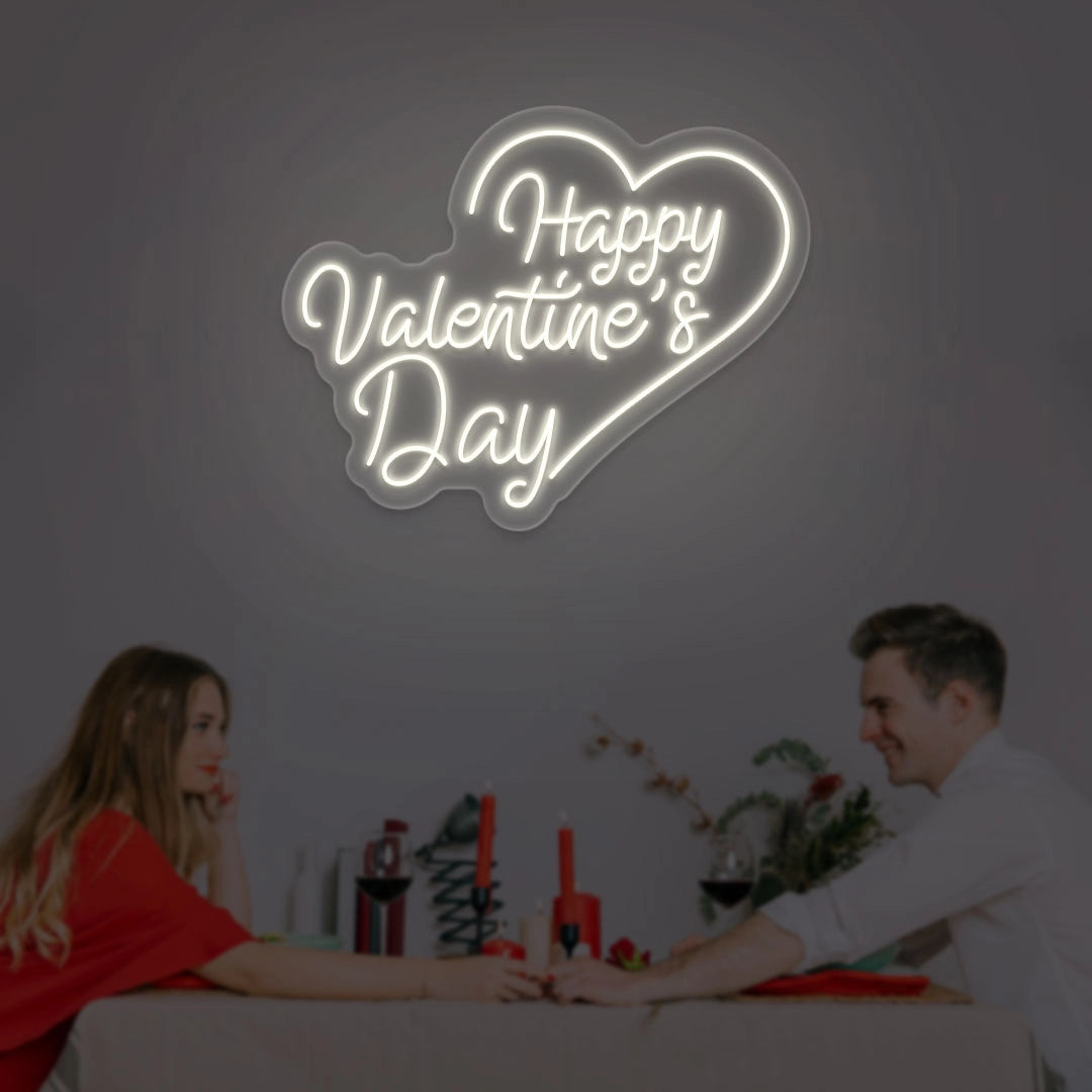 Happy Valentine Day With Heart Led Neon Sign | Shineneon