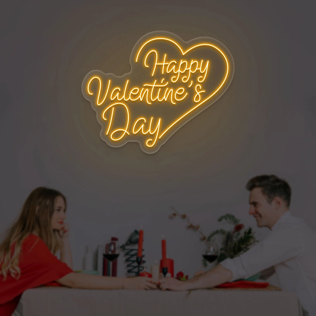 Happy Valentine Day With Heart Led Neon Sign | Shineneon