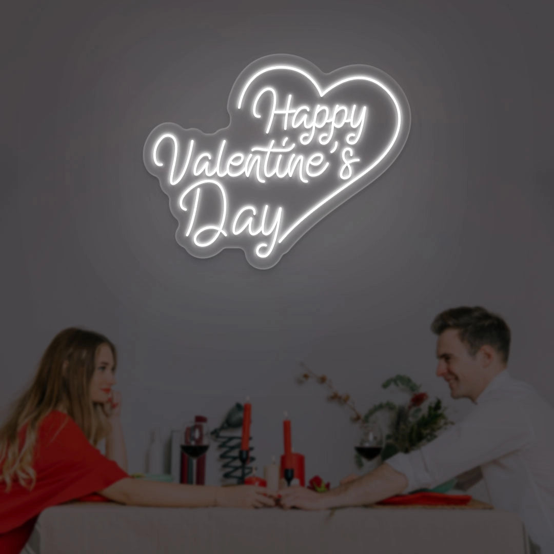 Happy Valentine Day With Heart Led Neon Sign | Shineneon