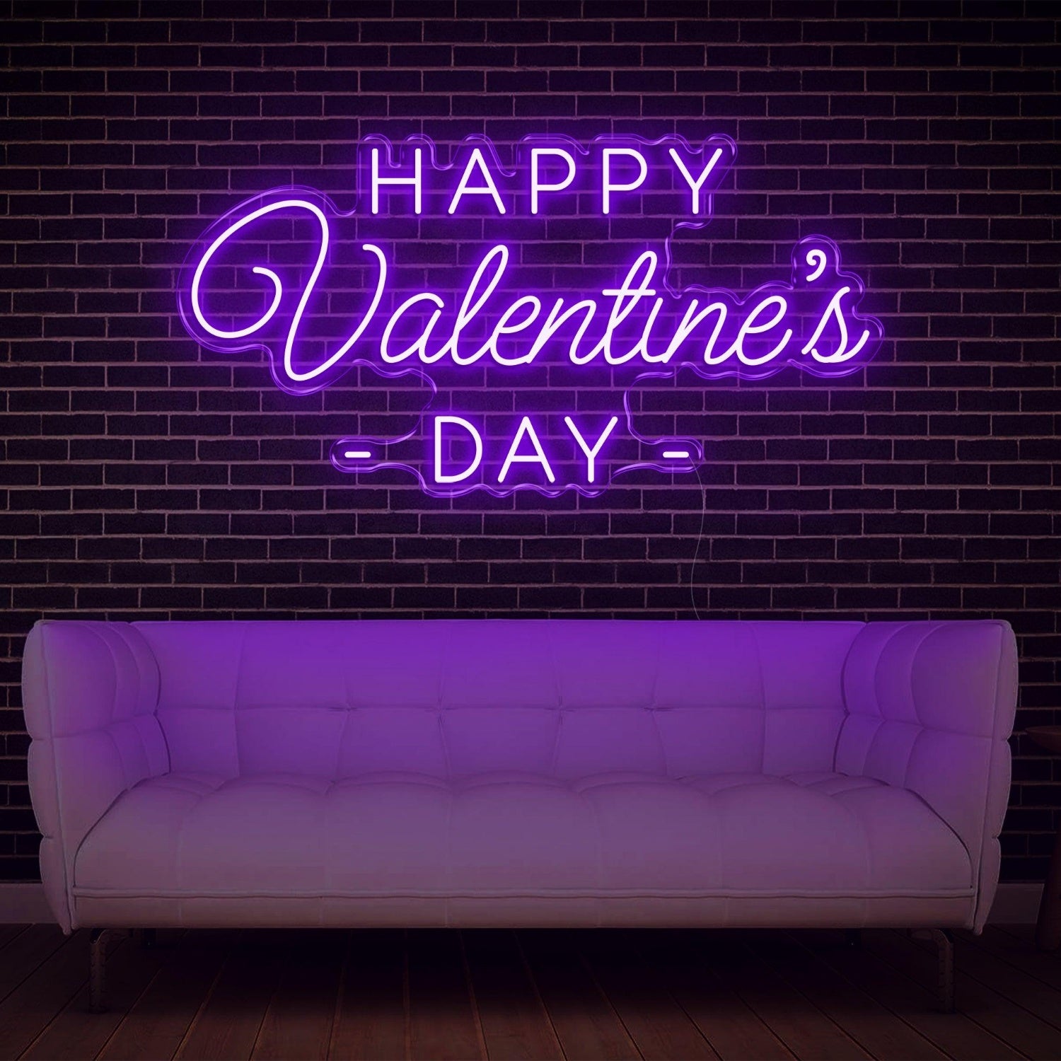 Happy Valentines Day Led Neon Sign White On Dark Brick Wall Indoor Romantic Decor | Shineneon